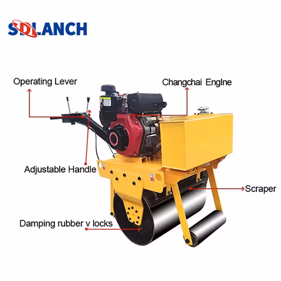 Rolo compactador vibratório de mini máquina diesel da China com tambor liso de diâmetro para asfalto